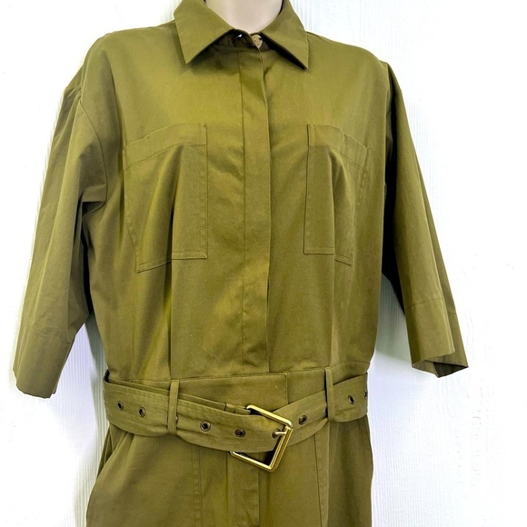 Michael Kors - Utility Army Green Stretch Organic Cotton Jumpsuit Size Small - Picture 10 of 13